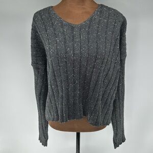 Charcoal Ribbed Women's Sweater